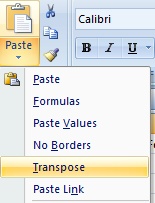 paste transpose